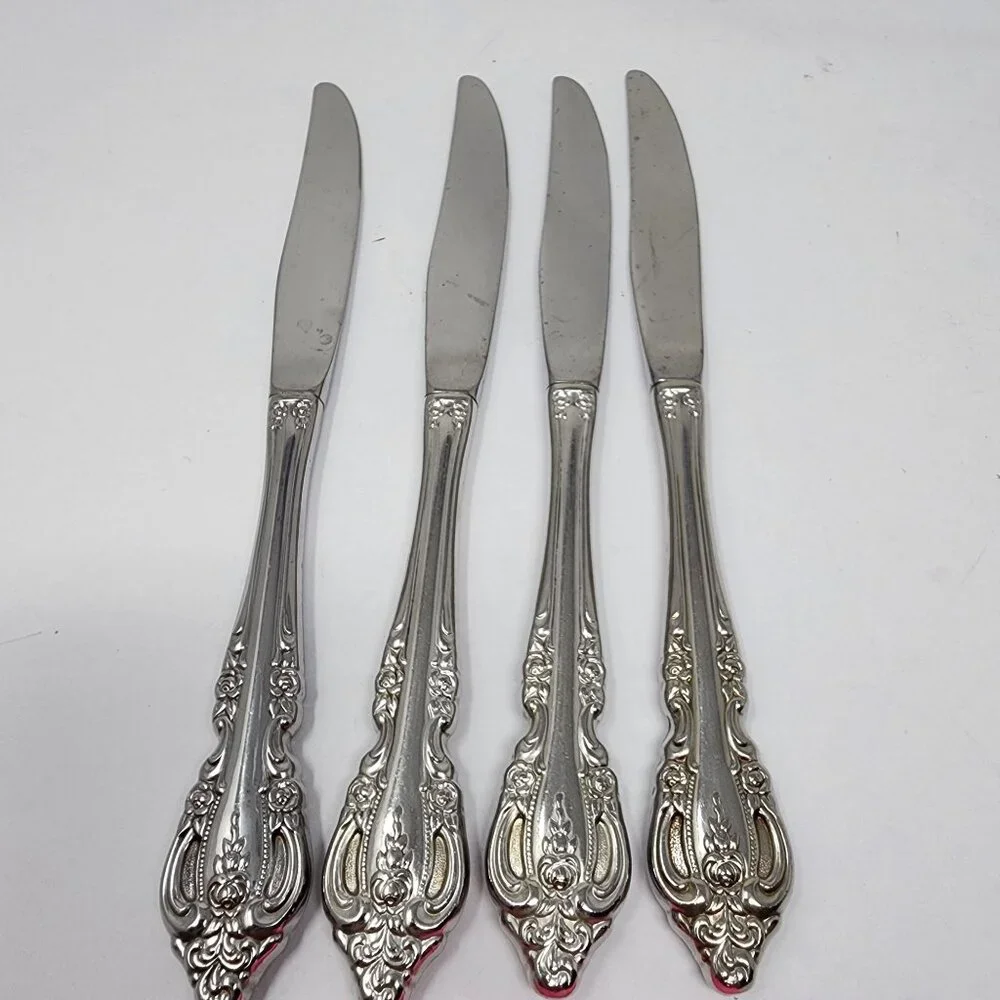 Oneida Brahms Stainless Steel Flatware Knives Set Of 4 Ornate Design